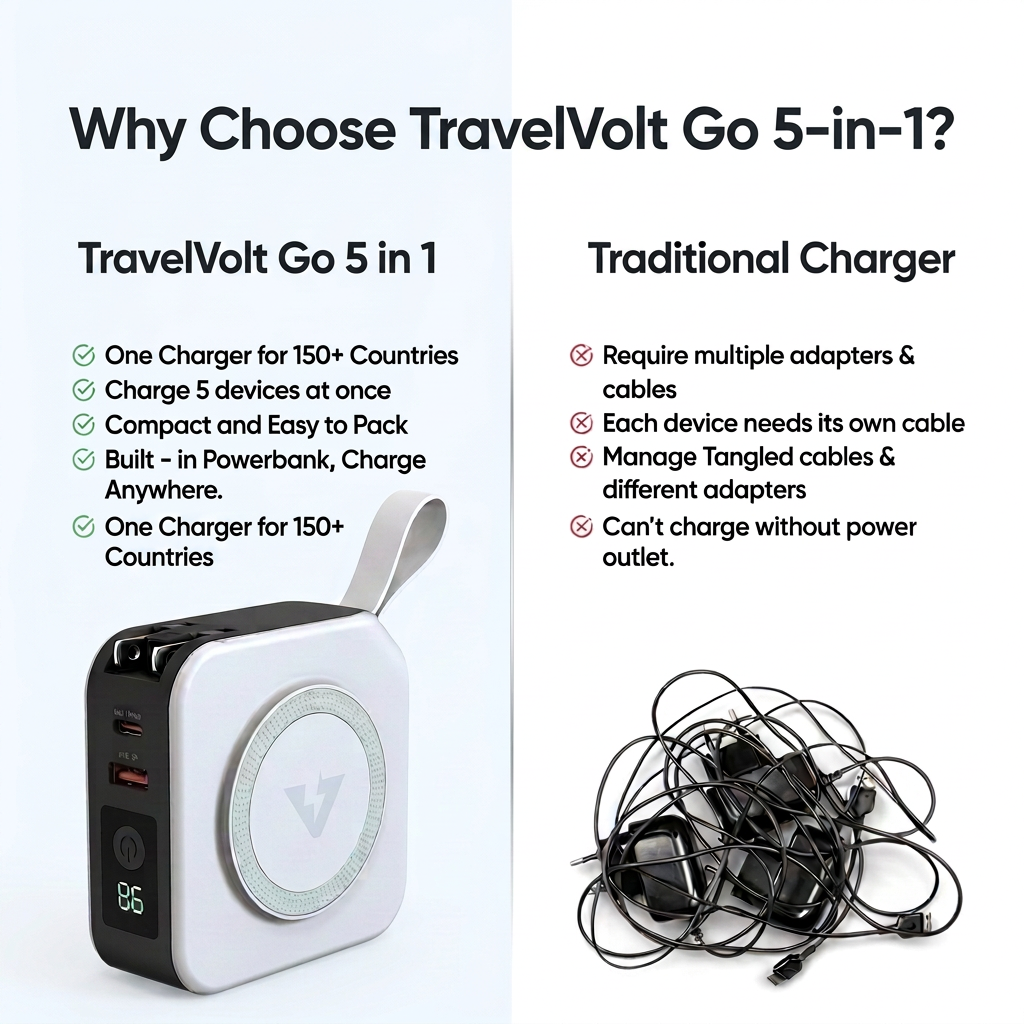 TravelVolt® GO (5-in-1 Travel Charger)